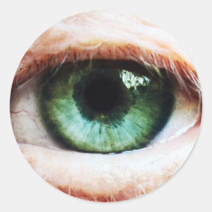 Sticker Rond Eyeball effrayant & Halloween Oeil Vert /Zombie éf