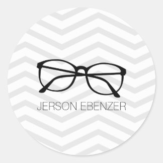 Sticker Rond Eyeglass Lecture Chevron Masculine