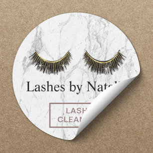 Sticker Rond Eyelash Extensions Lash Cleaner Marbre moderne