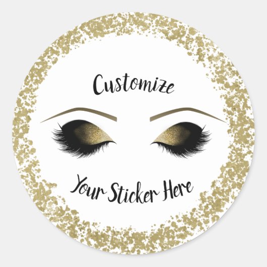 Sticker Rond Eyelashes de maquillage en or moderne (Devant)