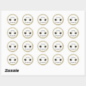 Sticker Rond Eyelashes de maquillage en or moderne (Feuille)