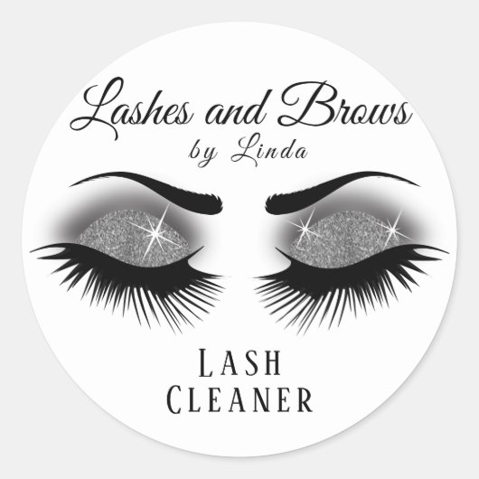 Sticker Rond Eyelashes Extension Cleaner Design - Argent (Devant)