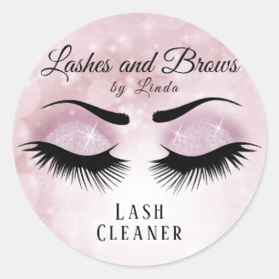 Sticker Rond Eyelashes Extension Cleaner Design - Joli rose