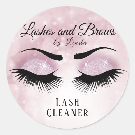 Sticker Rond Eyelashes Extension Cleaner Design - Joli rose (Devant)