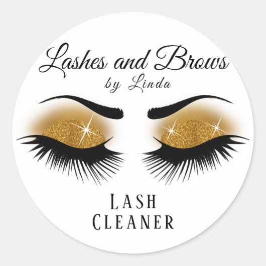 Sticker Rond Eyelashes Extension Cleaner Design - Or (Devant)
