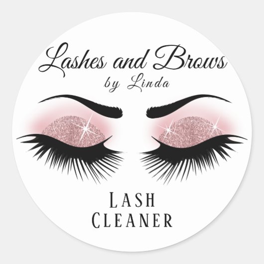Sticker Rond Eyelashes Extension Cleaner Design - Or Rose (Devant)