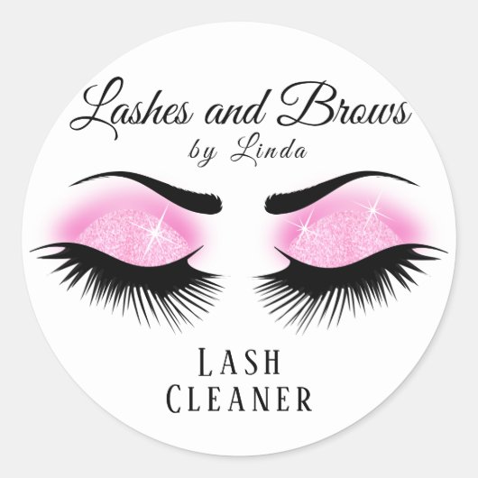 Sticker Rond Eyelashes Extension Cleaner Design - Rose (Devant)