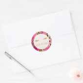 Sticker Rond Eyelashes Fille Glam rose Étincelle Leopard (Enveloppe)