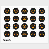 Sticker Rond Eyelashes Jack-o'-lantern Face Citrouille Hallowen (Feuille)