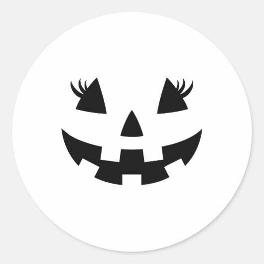 Sticker Rond Eyelashes Jack-o'-lantern Face Citrouille Hallowen (Devant)