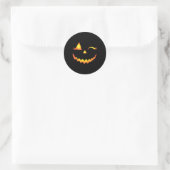 Sticker Rond Eyelashes Jack-o'-lantern Face Citrouille Hallowen (Sac)