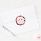 Sticker Rond Eyelashes rose Glam Leopard or (Enveloppe)