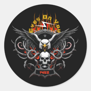Sticker Rond Eyes On You Quatorze Cinquante-Deux Metal Rock Ban