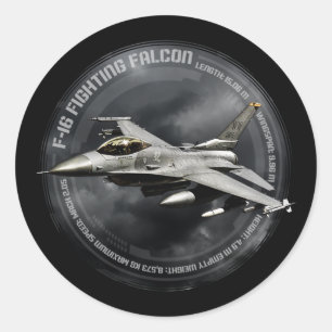 Sticker Rond F-16 Faucon combattant