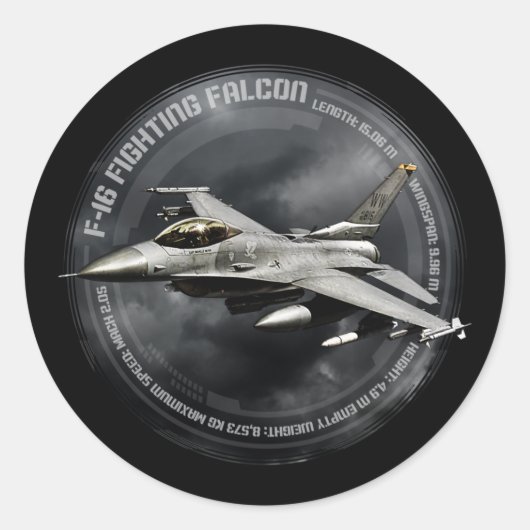 Sticker Rond F-16 Faucon combattant (Devant)