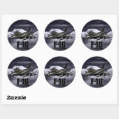 Sticker Rond F-16 Faucon combattant (Feuille)