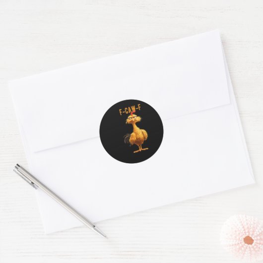 Sticker Rond F-Caw-F Chicken Classic Retro Style (Enveloppe)