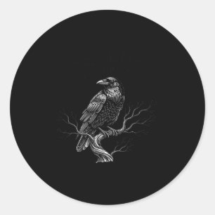 Sticker Rond F-caw-f - Corbeau - Corbeau - Costume d'Halloween 