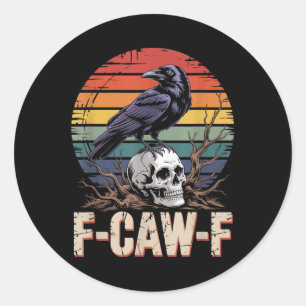 Sticker Rond F-caw-f Corbeau crâne gothique Vintage soleil flor