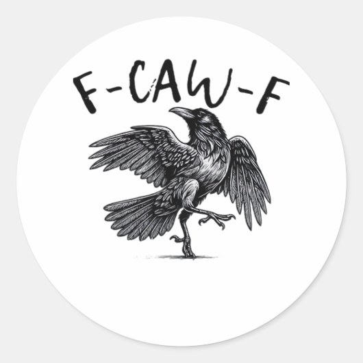 Sticker Rond F Caw F Crow Retro Classic Style (Devant)