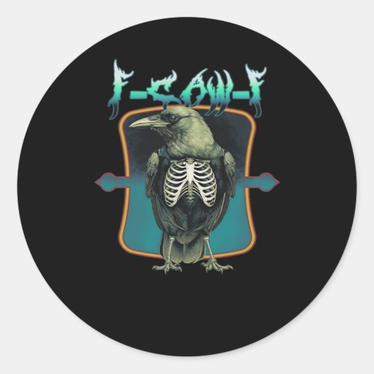 Sticker Rond F-Caw-F Minimal Design (Devant)