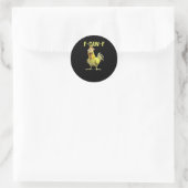 Sticker Rond F-Caw-F Poulet Drôle Classique Créatif Décontracté (Sac)