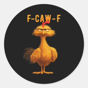 Sticker Rond F-Caw-F-Poulet Essentiel Minimaliste Propre