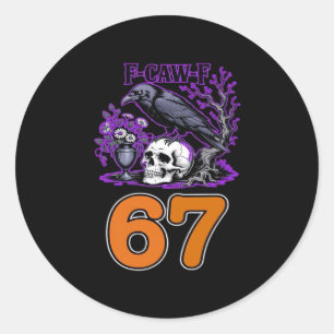 Sticker Rond F-Caw-F Poulet Halloween Classique Drôle Tendance