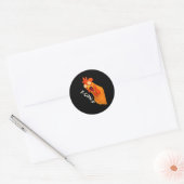 Sticker Rond F-Caw-F Poulet Rétro Classique (Enveloppe)