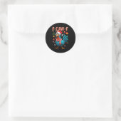 Sticker Rond F-caw-f Rooster Meme Funny Chicken Fcawk Christmas (Sac)