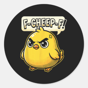Sticker Rond F-cheep-f Poulet en colère Comic Pop Art