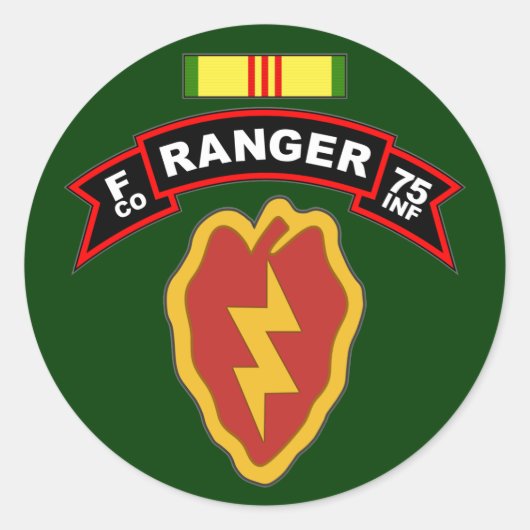 Sticker Rond F Co, 75e régiment d'infanterie - Rangers, Vietnam (Devant)