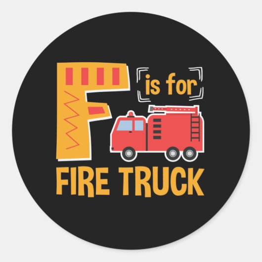 Sticker Rond F est pour Fire Truck Alphabet Firefight (Devant)
