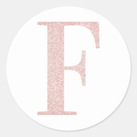 Sticker Rond F girly pailleté or rose pâle monogrammé (Devant)