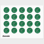 Sticker Rond F initial vert monogramme nom personnalisé pour sc (Feuille)