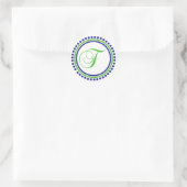Sticker Rond F Monogramme (bleu marine/cercle de points verts d (Sac)