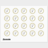 Sticker Rond F Monogramme (Jaune / Cercle de points gris) (Feuille)