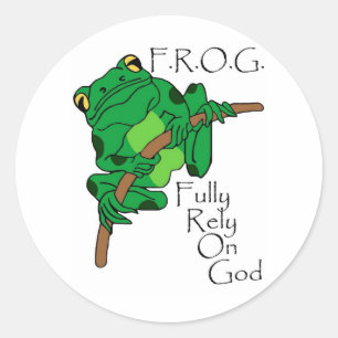 Sticker Rond F.R.O.G. Comptez entièrement sur Dieu #1