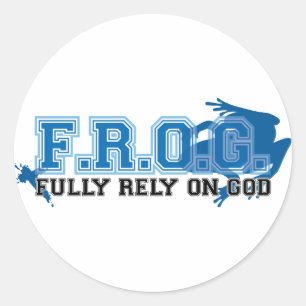 Sticker Rond F.R.O.G. - Comptez entièrement sur Dieu (bleu)