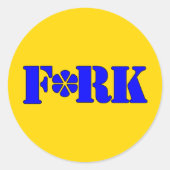 Sticker Rond F*RK - Conception de fourche censurée en jeu (Devant)
