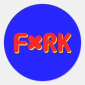 Sticker Rond F*RK - Conception de fourche censurée en jeu no 2 (Devant)