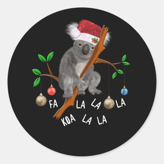 Sticker Rond Fa la Koala Cute Koala Ours à Noël (Devant)