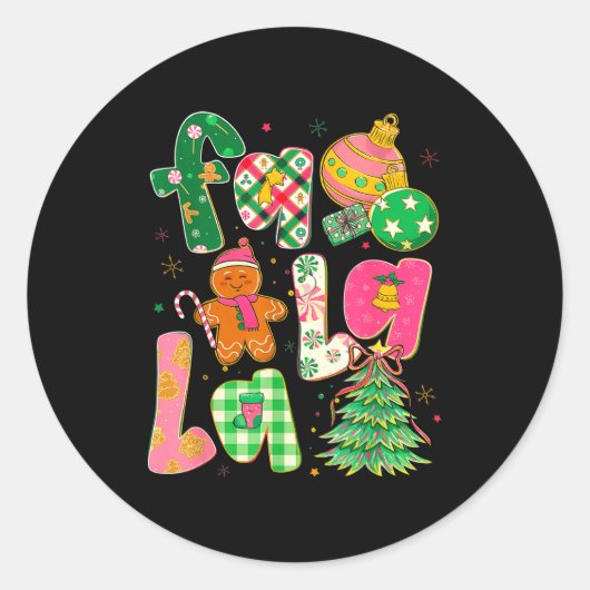 Sticker Rond Fa La La Coquette Christmas Gingerbread Tree  (Devant)