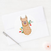 Sticker Rond Fa la la Llama Noël Père Noël (Enveloppe)