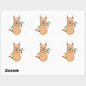 Sticker Rond Fa la la Llama Noël Père Noël (Feuille)
