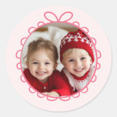 Sticker Rond Fa La La Pink Christmas Round Photo (Devant)
