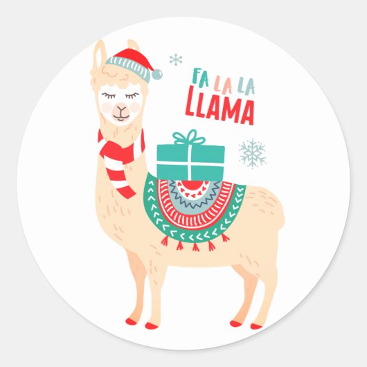 Sticker Rond Fa La Llama | Noël (Devant)
