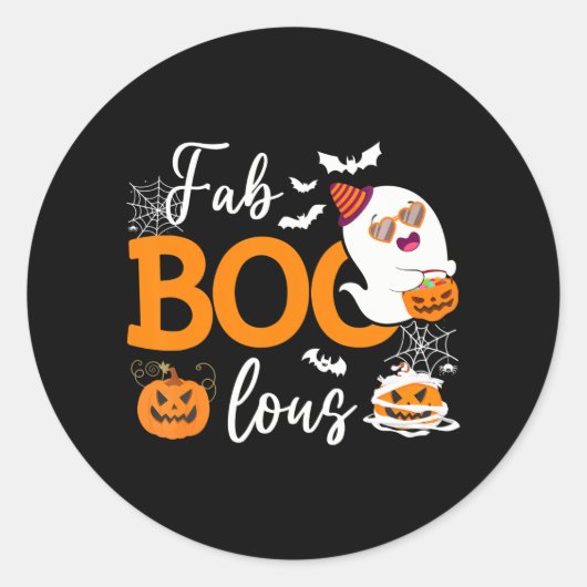 Sticker Rond Fab Boo Lous Cute Ghost Halloween (Devant)