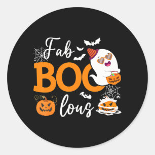 Sticker Rond Fab Boo Lous Cute Ghost Halloween