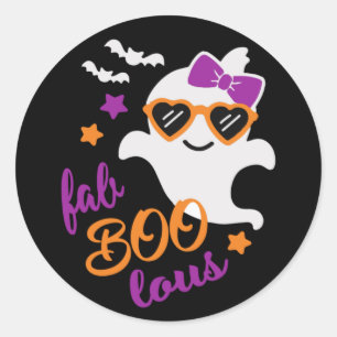 Sticker Rond Fab Boo Lous Halloween Ghost Cute Modern